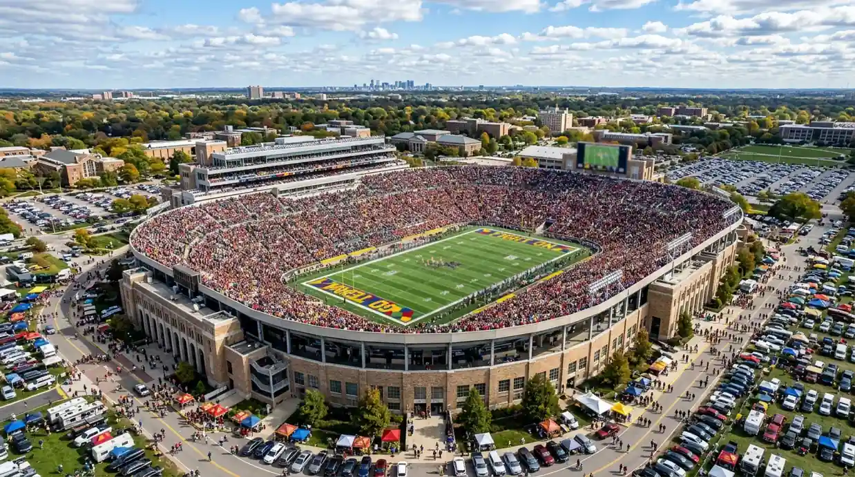 Estadio universitario de fútbol americano NCAA con más de 100.000 espectadores en día de partido